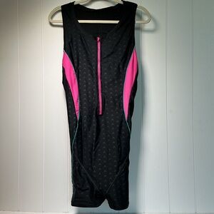 Eukivntn 1 PC Front Zip Style Swimsuit Womens  XXL Black Blue Slimming Racerback